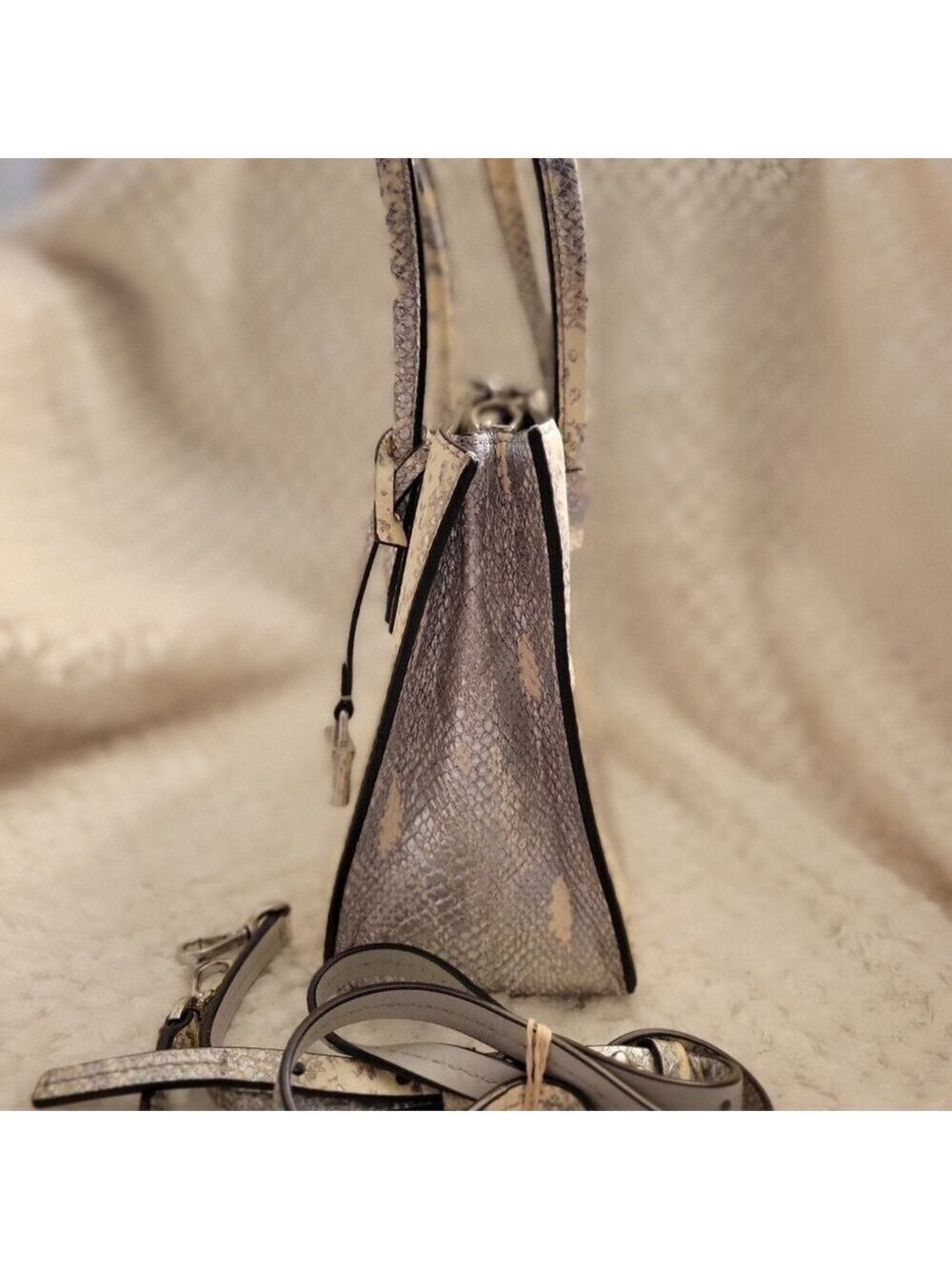 Michael Kors Metallic Faux Snakeskin Purse Crossbody Animal Print - Picture 11 of 13